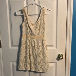 White and cream lace mini dress